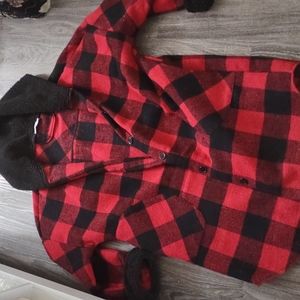 Oversized red and black plaid Coatigan